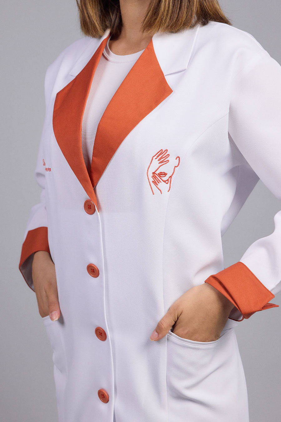 Coral Gables Medical Gown - Orange Satin