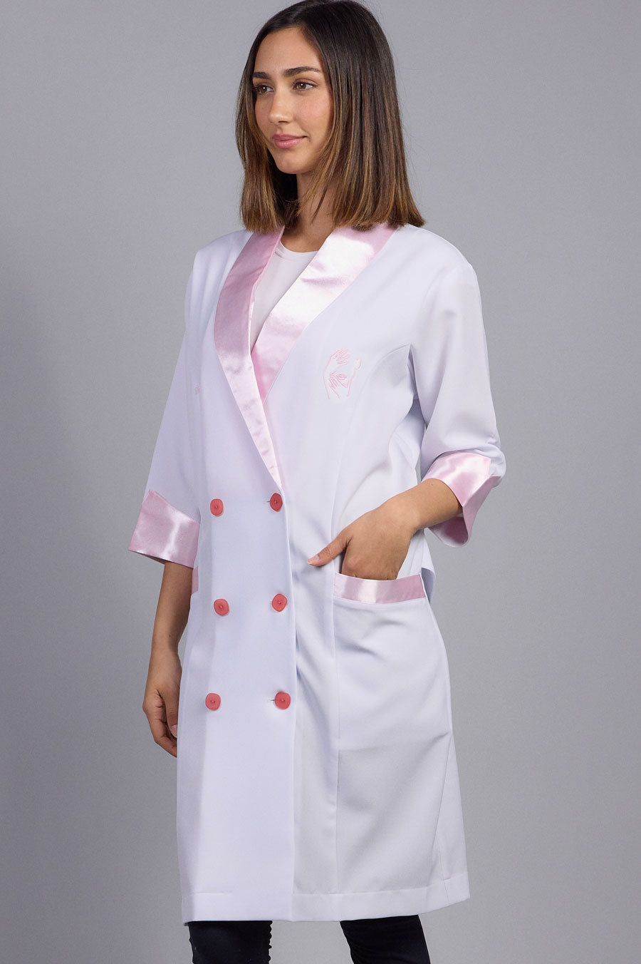 Coral Gables Medical Gown - Pink Satin