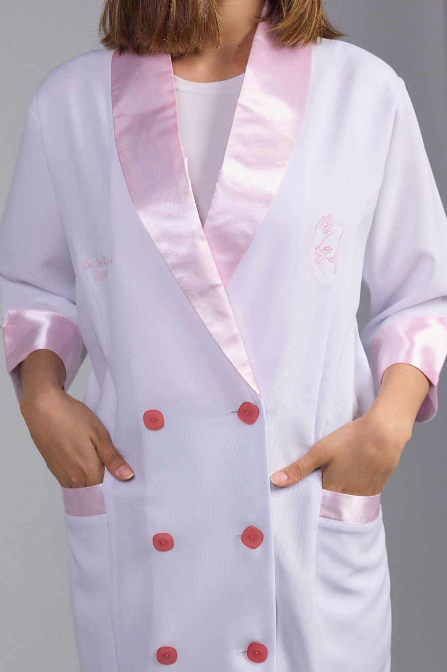 Coral Gables Medical Gown - Pink Satin