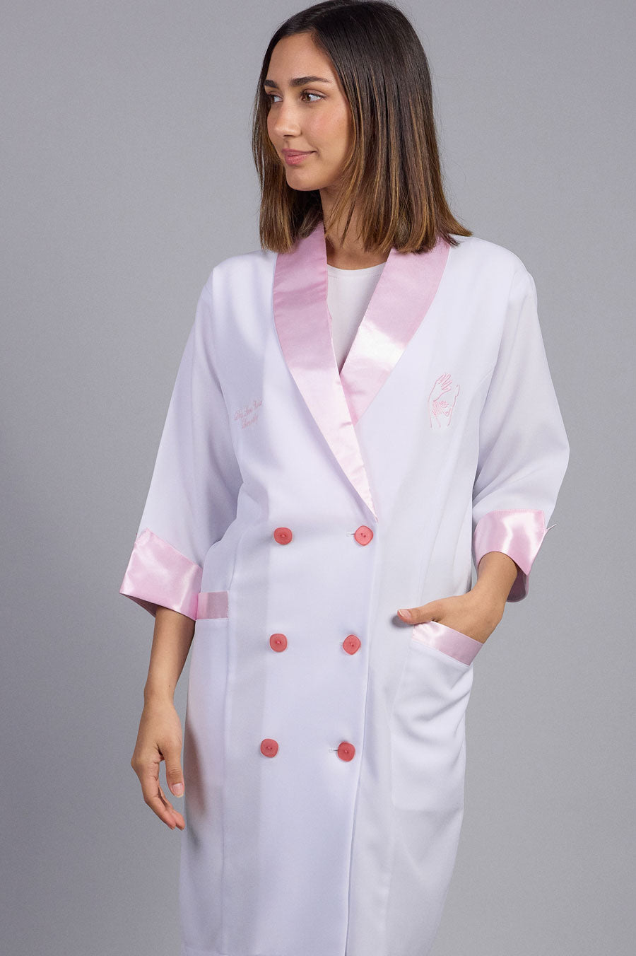 Coral Gables Medical Gown - Pink Satin