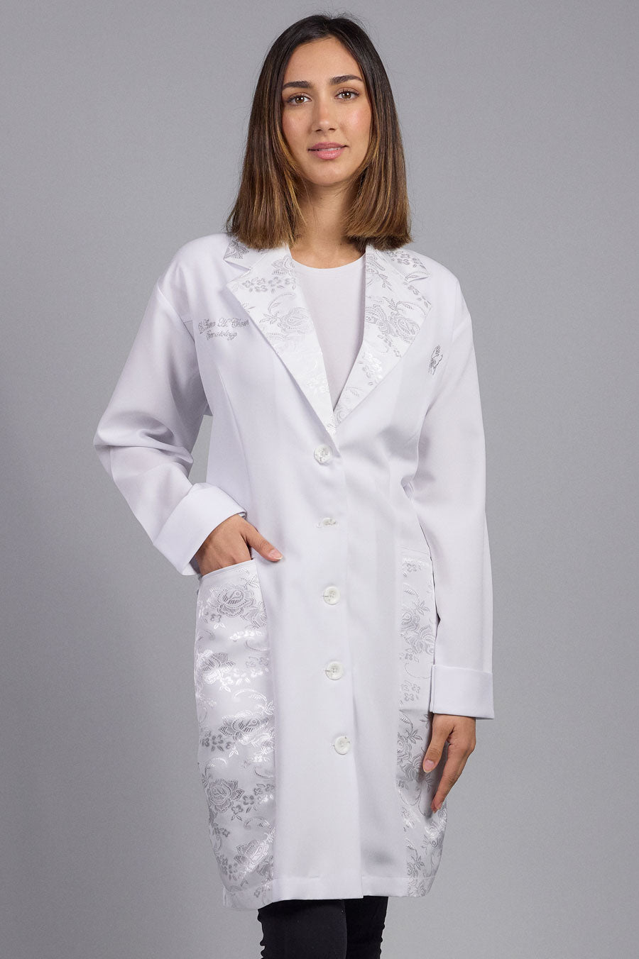 Sunny Isles Medical Gown - White/Lace